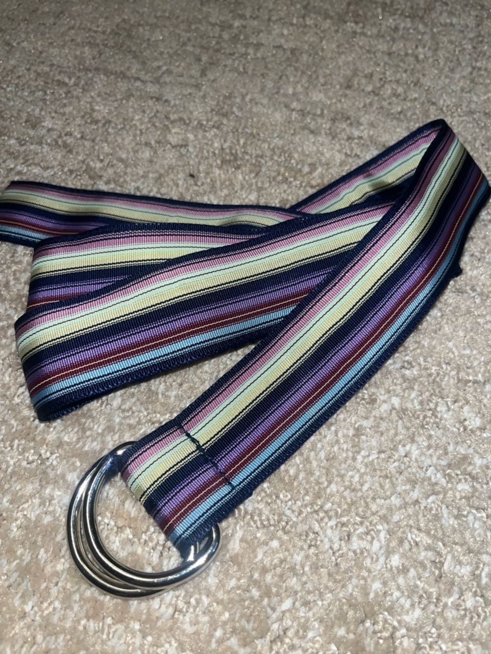 Riggs & Bancroft Multi-Color Striped Belt with Double Ring Buckle